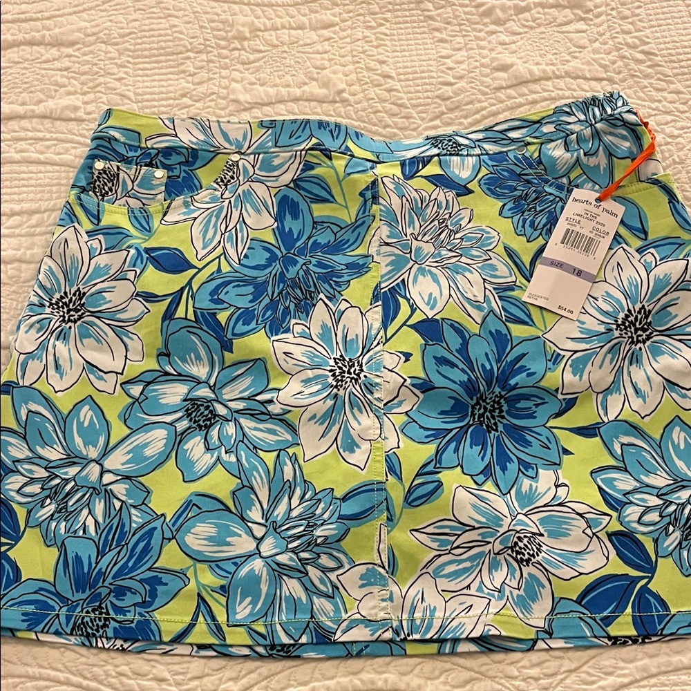 Hearts of Palm Blue and Green Floral Skort